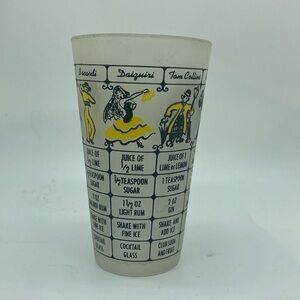 Vintage cocktail measuring glass 1950-1960 Frosted Yellow & Black Bar Accessory